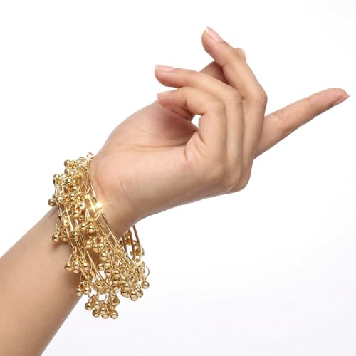 Image of NMII Ethnic Wear Bangles Gold-Tone Alloy with Musical Ghungroo Charms | Women Fashionable Jewelry | Designer Bracelet Bangles For Girls | Viral Kashmiri Chudiya for Weddings, Festivals & Parties