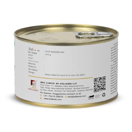 Image of KOLLAMAI Natural Crunchy Peanut Butter 375gm (Pack of 1) Organic 32gm High Protein Energy Booster Unsweetened, Zero Sugar, Zero Salt and Low Fat Good for Heart Health