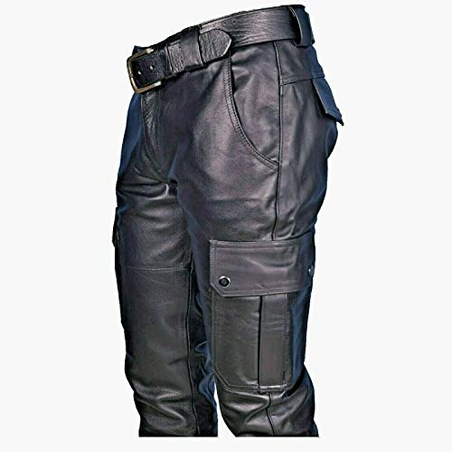 image for Homisy Leather Pants for Men Motorcycle Pant for Bikers Rider Moto Spo