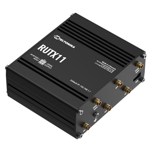 Image of Teltonika RUTX11 RUTX11340400 Industrial 4G LTE Cat 6 Router, Dual SIM with Auto Failover, Wi-Fi 5 & Bluetooth, 4X Gigabit Ethernet, Compatible with AT&T, Verizon & T-Mobile, North America | LTE CAT6 300 Mbps, Dual SIM Auto-Failover, Dual-Band WI-FI 5, 4x Gigabit Ethernet