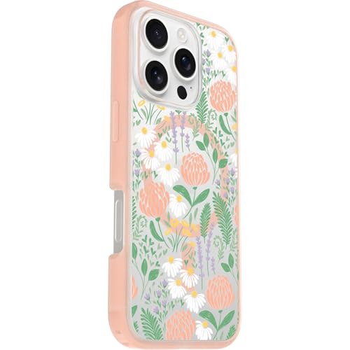 Image of OtterBox iPhone 16 Pro Symmetry Series Clear Case - Peachy Bloom Pink - Ultra-Thin, Sleek iPhone Case, Floral iPhone Case