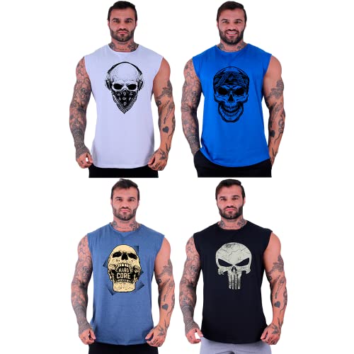 Kit 4 Regatas Machão Longline Masculina MXD Conceito Sem Manga Treino Academia Musculação Estampada