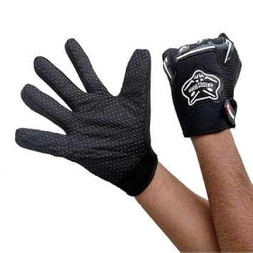 Cycling, Riding, Mountain Bike, Full Finger Anti-Slip Gloves for Men and Women (Free Size) (Black)