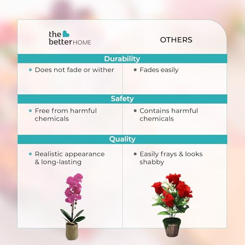 Image of The Better Home Artificial Plants for Home Decor with Pot(44cm) Aesthetic Room Decor Items for Bedroom|Office Table Accessories|Show Pieces for Home Decor|Hot Pink Orchid Flowers for Home