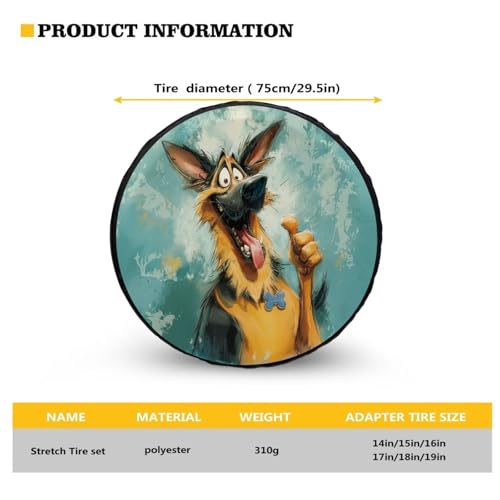Image of Pensura 14-19 inch Spare Tire Cover Funny Dog Print Tire Covers Weatherproof Dust-Proof Wheel Tires Protectors Universal Fit for Camper Trailer SUV Truck
