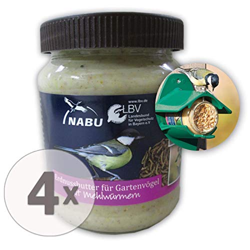 CJ Wildlife Erdnussbutter für Gartenvögel mit Mehlwürmer, Sparpaket 4 x 330g