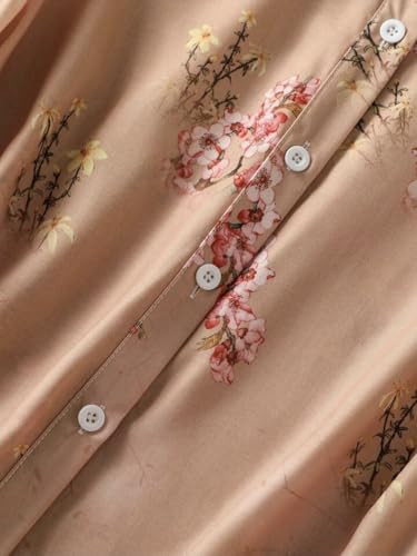 Image of Gufrina Womens Casual Button Down Shirt with Abstract Floral Print in Blush Pink Color, Long Sleeves and Relaxed Fit Design