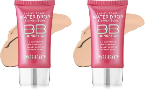 Image of Swiss Beauty Matte Shiny Pearl Water Drop Blemish Long Lasting Balm BB Lightweight, Liquid Foundation, Face Makeup, Shade-03, 40ml (Pack of 2)