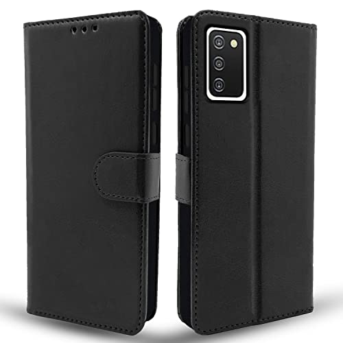 Image of Pikkme Samsung Galaxy A03s Flip Case Leather Finish | Inside TPU with Card Pockets | Wallet Stand and Shock Proof | Magnetic Closing | Complete Protection Flip Cover for Samsung Galaxy A03s (Black)