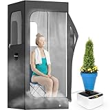 Adamson Portable Sauna for Home Use – Indoor Sauna Box for Relaxation and Easy Folding Home Setup - Personal Full Body Steam Tent with 2.6L Steamer & Foldable Chair – 2.6’ x 2.6’ x 5.9’ - Nylon Black
