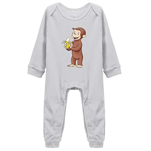 Baby Cotton Rompers Curious George Eat Banana Vintage Boy Girl Long Sleeve Jumpsuit
