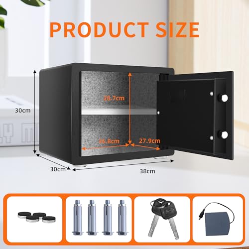 HSGCJS Biometric Fingerprint Safe, Home Storage Box with full Digital Keypad,Security Safe For Home,Office and Hotel-38 * 30 * 30 CM,1.2 Cubic Feet