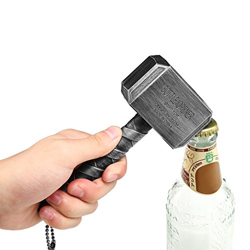 QIHANG-US Hammer Shaped Bottle Opener Belt Unique Keychain for Gift Party Favors Club Bar Silver