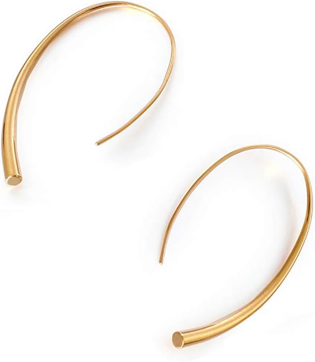 Open Hoop Earrings - Upside Down Threader Earrings, Surgical Titanium Steel Hypoallergenic