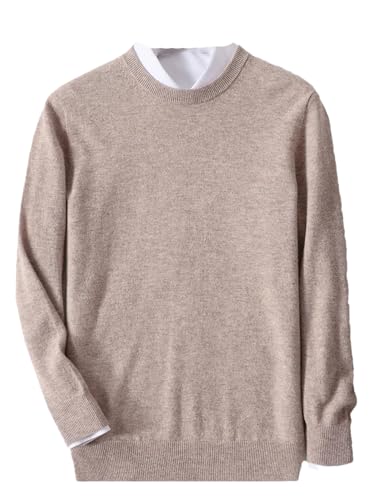 Men's Solid Classic Crew Neck Sweater 100 Percent Merino Wool Pullover Long Sleeve Warm Jumper