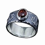 [新宿銀の蔵] [龍頭] ガーネット 双八咫烏 岩石 リング 12～27号 (15号) 指輪 鳥 天然石 メンズ シルバーリング シルバー950 男性 彼氏