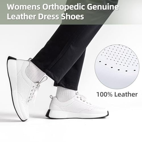 Women's Orthopedic Leather Dress Walking Shoes: Comfortable Shoes with Arch Support for Plantar Fasciitis, Casual Flat Feet Supportive Fashion Sneakers for Foot and Heel Pain Relief2