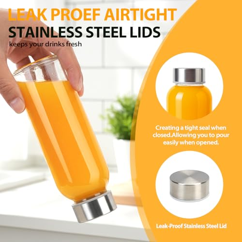 Sursip 10 oz Glass Juice Bottles, 8 Pack with Stainless Steel Lids – Reusable Small Glass Bottles for Smoothies, Iced Tea & Milk – Leak-Proof, BPA-Free, Dishwasher Safe - Image 5