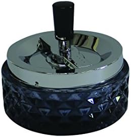 4.75 Vintage Push Down Glass Spinning Ashtray ~ Choose Your Own Color (Black) image 2