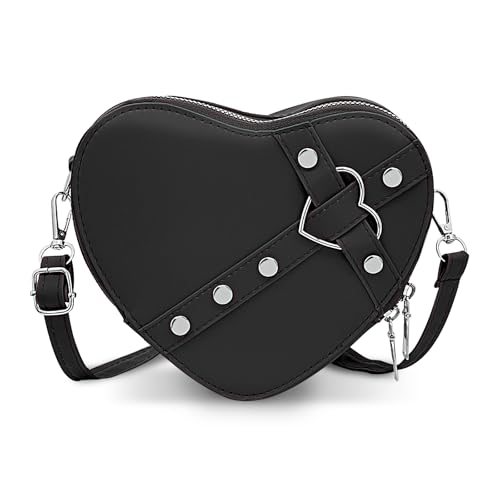 Image of Heart Shaped Bag, PU Leather Small Crossbody Bags Heart Shaped Crossbody Purse, Heart Purse Mini Crossbody Bag