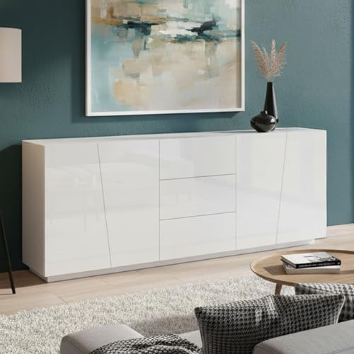 Dmora - Buffet Sven, Buffet de cuisine avec 4 portes et 3 tiroirs, Buffet de salon, 100% Made in...
