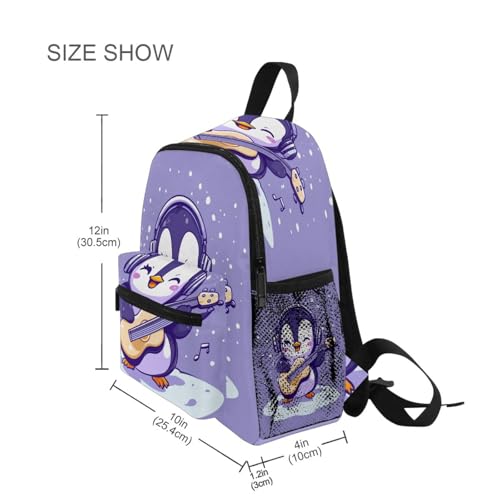 Sinestour Penguin Guitar Purple Toddler Backpack Kindergarten PreSchool for Boys Girls Toddler Schoolbag3