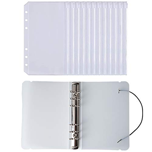 YEYIT Classeur A6 Budget Planner Enveloppe 10 Paquets Pochette Organisation Budget Dossiers Plastique A6 Budget Binder Classeur Cahier avec Enveloppe, avec 1 Coque de Reliure Cover