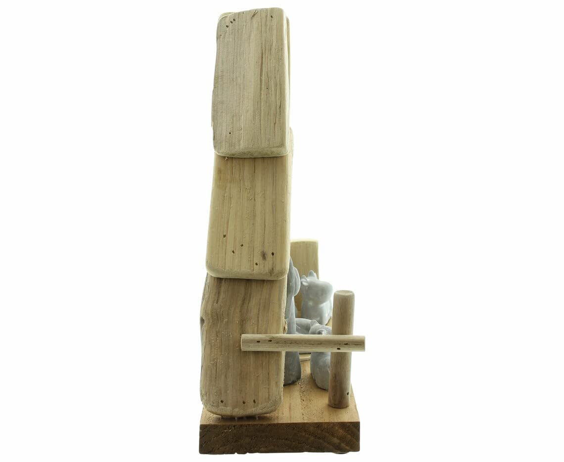 Dekoleidenschaft Crèche de Noël avec éclairage LED, étable en bois de hêtre, figurines en béton, décoration de Noël, crèche en bois