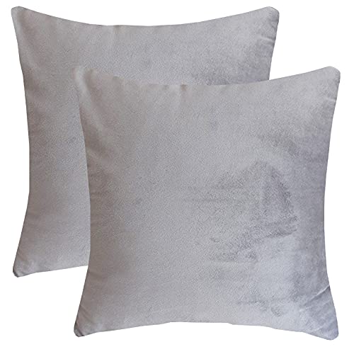 Juego de 2 Fundas para Cojines de Terciopelo, Cojines Decorativos, sofá Moderini Supersuave, Terciopelo Liso, Fundas de cojín Decorativas, Funda de cojín Cuadrada,45 x 45 cm, Gris Claro Cover