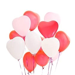 red, pink, and white heart shaped balloons