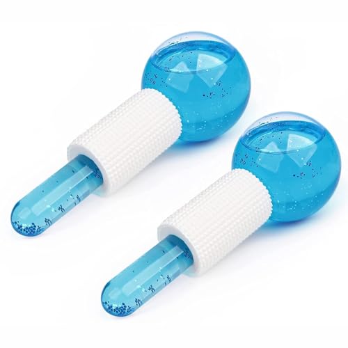 Eripeli Facial Ice Globe Cool Massager Crystal Ball Face Roller Tool for Face, Neck & Eyes Anti-Aging, Puffiness, Wrinkle & Dark Circle Reducer Skin Tightening & Soothing Roller (Pack of 2)