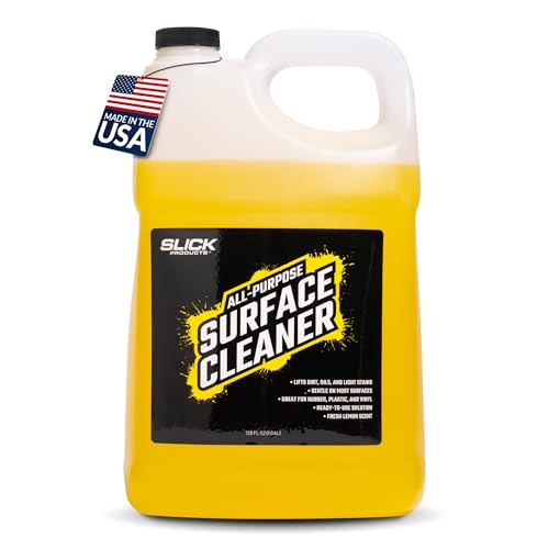 Slick Products All-Purpose Surface Cleaner â€“ Heavy-Duty Interior & Exterior Car Cleaner for Vinyl, Plastic, Rubber, Carpet & Upholstery â€“ Ready-to-Use Formula with Fresh Lemon Scent â€“ 128 oz.