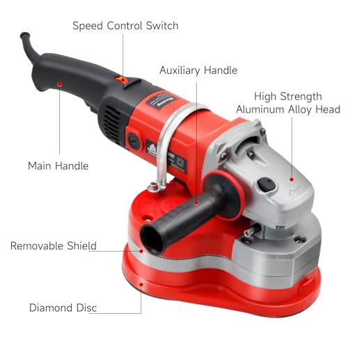 HTAXSCC Electric Concrete Floor Grinder, 3-Head Diamond Polisher Machine, 2800W Variable Speed Surface Grinder with 6-Speed Control for Concrete, Marble, Granite, Cement & Thinset Removal
