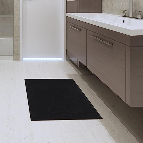 Machine Washable Modern Solid Design Non-Slip Rubberback 2X3 Traditional Area Rug For Entryway, Bedroom, Kitchen, Bathroom, 2'3" X 3', Black #TOP6