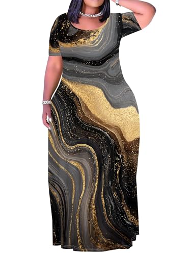 Image of Plus Size Maxi Dresses for Curvy Women T-Shirt Summer Sun Dresses Loose Fit