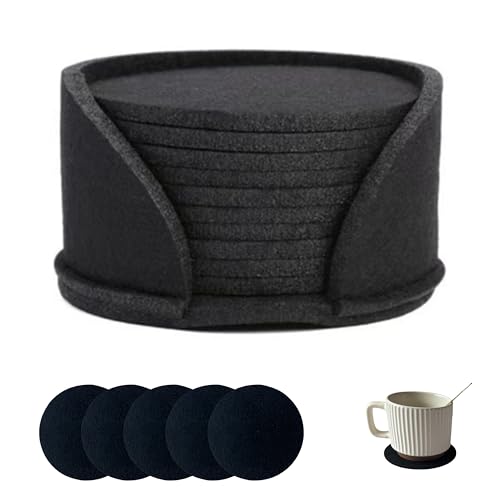 10 Pcs Felt Coasters with Holder, Coasters for Drinks Absorbent, Cup Mat Desk Coaster for Drinks Bar...