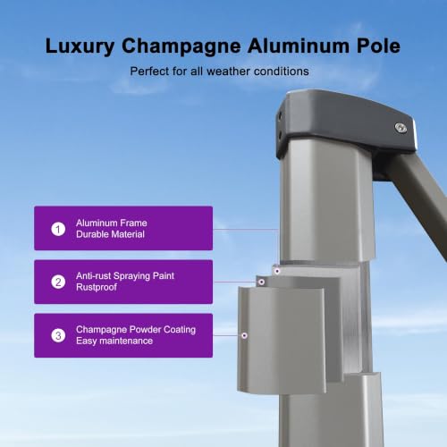 Image of PURPLE LEAF Patio Umbrella with Base 8' x 8' Excellent UV Protection Beige