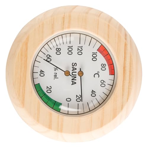 Laroal Thermomètre et hygromètre de sauna rond 2 en 1 Thermomètre et hygromètre de sauna pour mesurer la température et l'humidité Accessoires de sauna