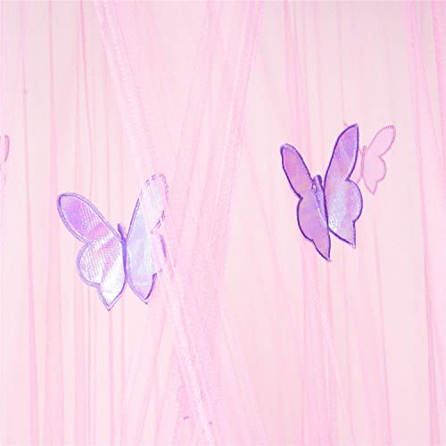 Octorose Butterfly Round Hoop Bed Canopy | Pink Hanging Canopy Bed Decor | Fits Full Crib, Kids Beds, Twin, Queen, & King | Cute & Aesthetic Canopy Mosquito Netting | 100% Polyester Mesh Netting #TOP2