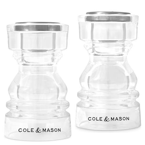 Cole & Mason London Mini Salt & Pepper Shaker Gift Set – 3" Durable Acrylic Tabletop Seasoning Set – Compact, Lightweight, Easy to Fill & Clean – Modern Design for Dining & Gifting