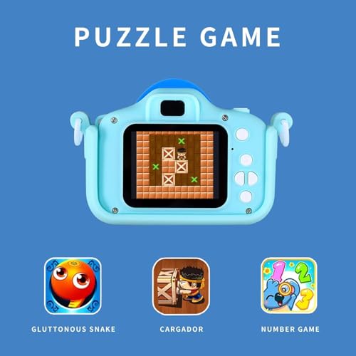 Image of Digital Mini Camera for Kids (Ages 3-12) - Fun Unicorn Silicone Cover, Perfect Toy for Boys & Girls (Shark-Blue)
