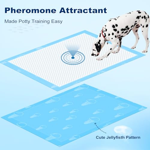 MIZOK 36x36in Dog Pee Pads Jumbo Disposable Dog Training Pads Super Absorbent Up to 11 Cups Marine Scented Odor-Control Dog Pads with Jellyfish Pattern, Quick Dry & Leak-Proof (30 Counts) by MIZOK - Image 5