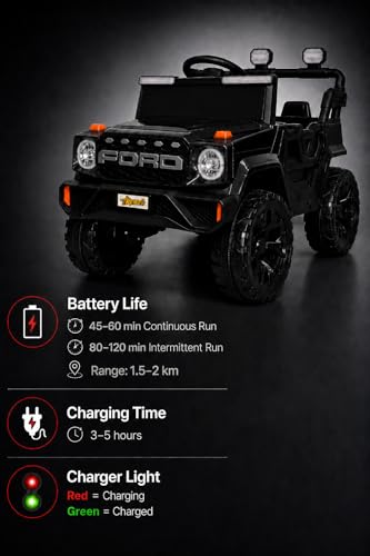 Image of Trenzo Kids Electric Ride On Car for 2-6 Years | 4x4 Style Battery Operated Toy Car with Steering Wheel, Music, LED Lights | Indoor & Outdoor Ride On Vehicle for Boys & Girls