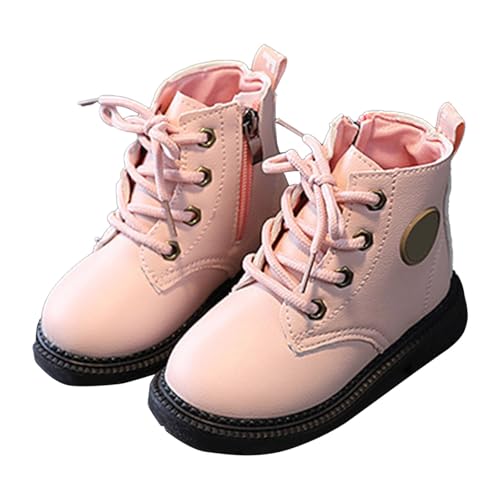 IWIHMIV Girls Ankle Booties Riding Boots Girls Winter Boots Little Girls Leather Lace-Up Winter Boots Fashion Riding Boots