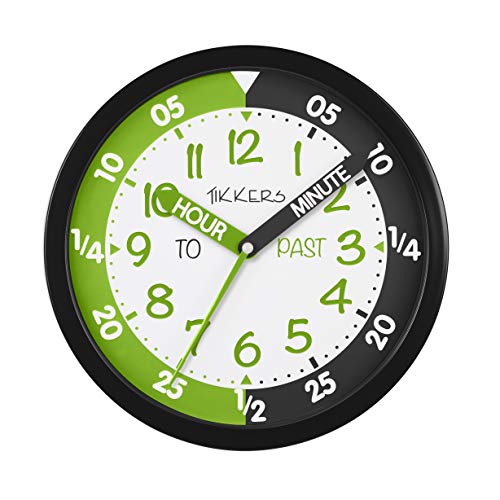 Tikkers Reloj de pared con una cara blanca, negra y verde TKWC005 Cover