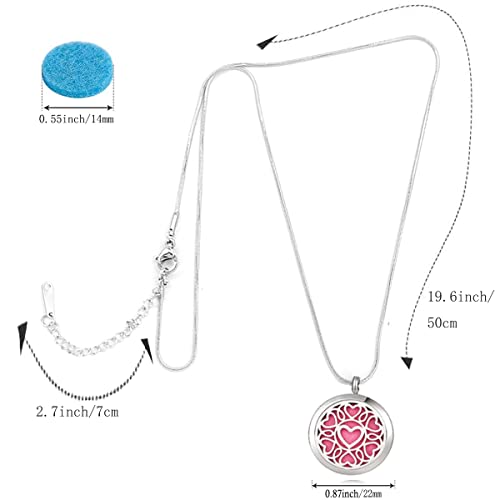 2PCS Essential Oil Diffuser Necklace, Aromatherapy Necklace Jewelry Stainless Steel Perfume Diffuser Pendant Locket with Adjustable Chain and 20 Refill Pads (Tree+Heart) - Image 4