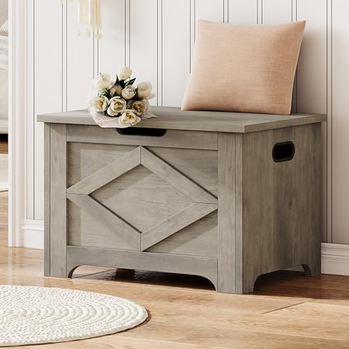 GAOMON Storage Chest, Wooden Toy Storage Bench, Modern Style Lift-Top Toy Chest with Safety Hinge for Entryway, Bedroom, Living Room, Supports 300 Lb and Easy Assembly