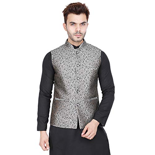 Image of Badoliya & Sons Men's Brocade Zari Nehru Jacket /Waist Coat