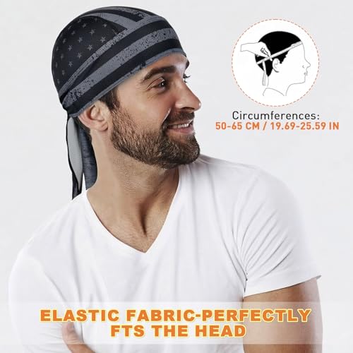 Image of YANIKY Bandanas Skull Caps for Men, Women Skull Cap Helmet Liner Cycling Hat Durags Motorcycle Bandana Sweat Wicking Do Rag
