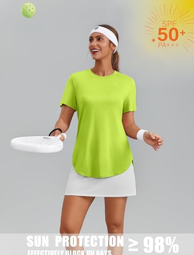 Image of PINSPARK Workout Tops for Women Short Sleeve Athletic Shirts UPF 50+ Quick Dry Running Outfits for Exercise Gym Hiking S-3XL